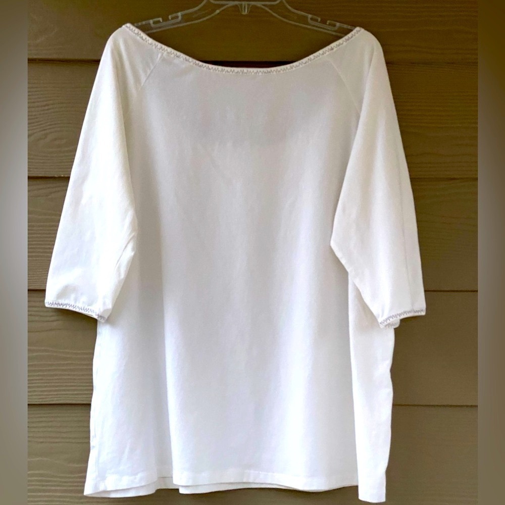 NWOT ml Matimil Trend 3/4 Sleeve Ivory Cotton Stretch T- Shirt Tunic Top Size 18 - Picture 4 of 11